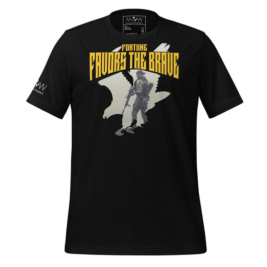 Fortune Favors the Brave II Men's Motivational Black T-Shirt