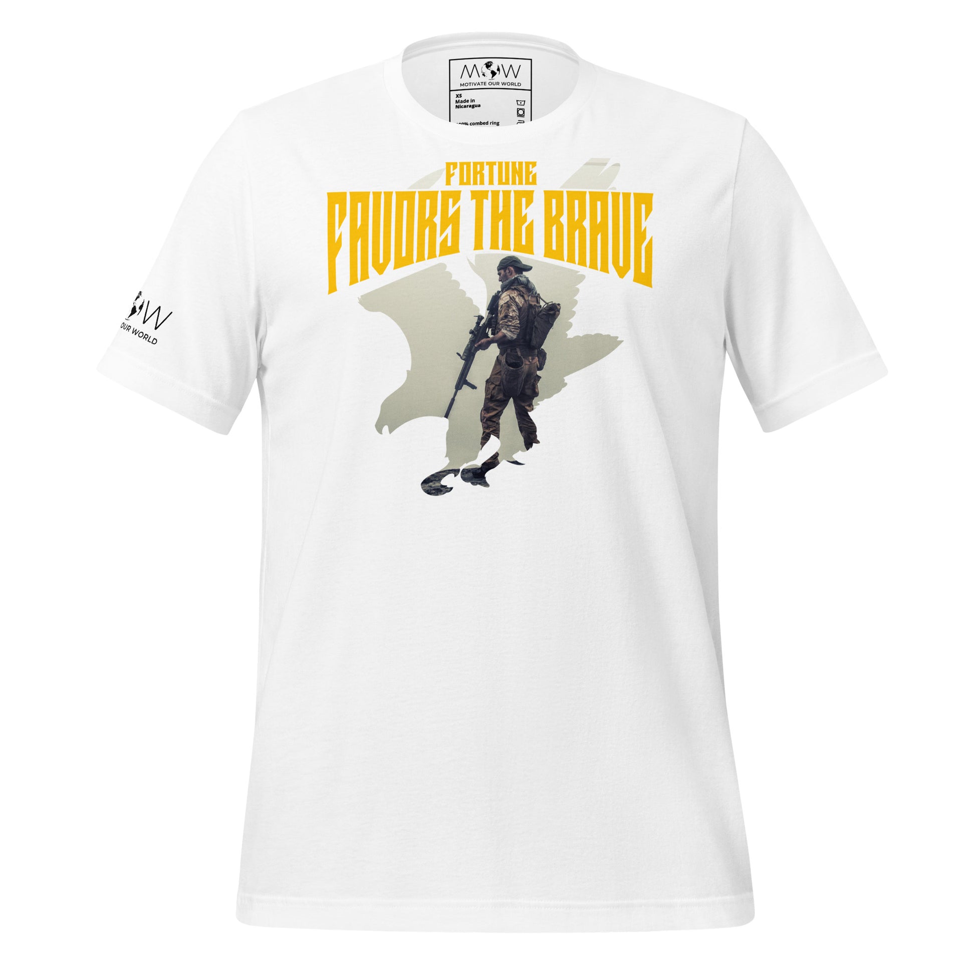 Fortune Favors the Brave II Men's Motivational  White T-Shirt