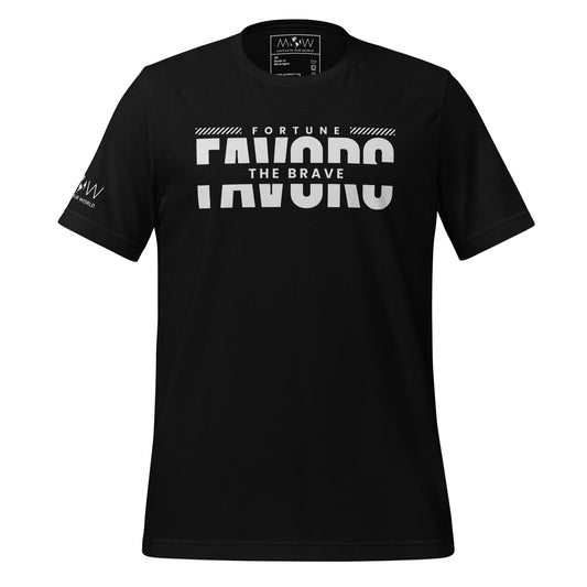 Fortune Favors the Brave Men's Motivational Black T-Shirt
