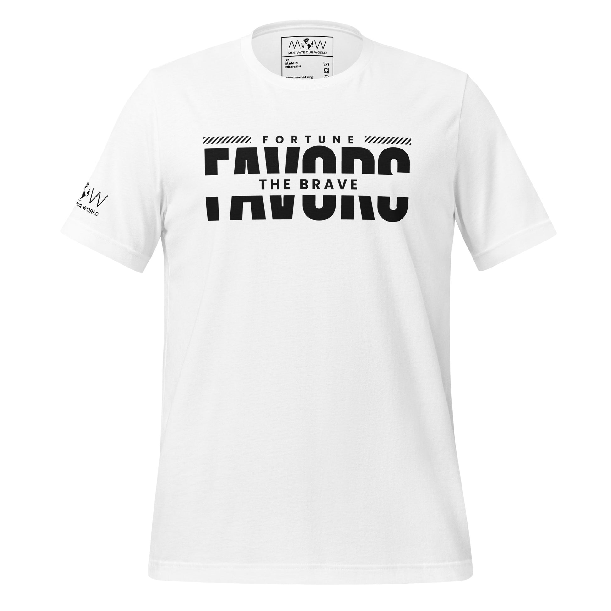 Fortune Favors the Brave Men's Motivational White T-Shirt