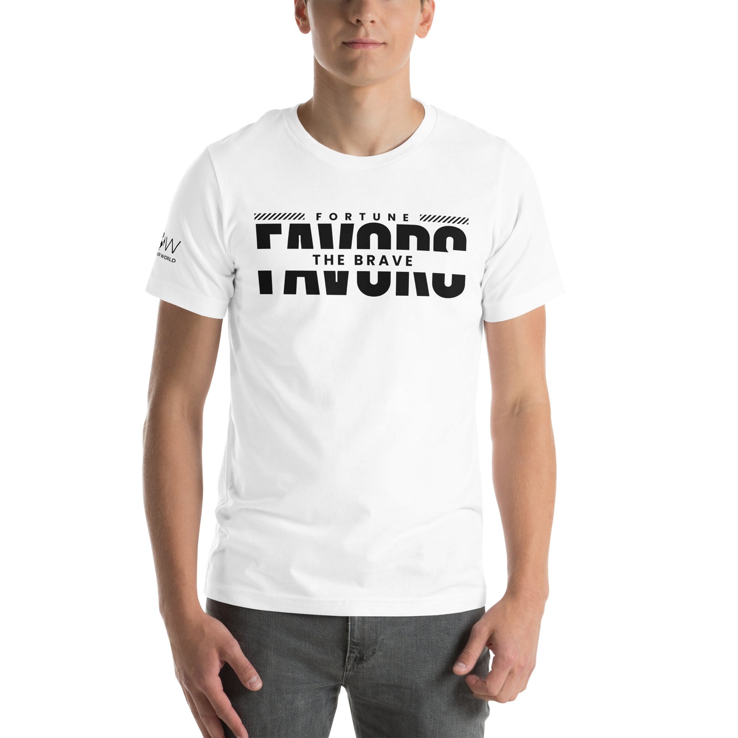 Fortune Favors the Brave Men's Motivational White T-Shirt