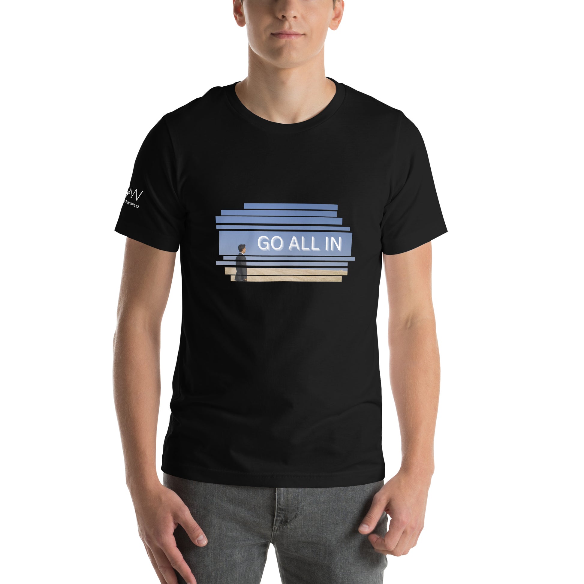 GO ALL IN Men's Motivational Black T-Shirt