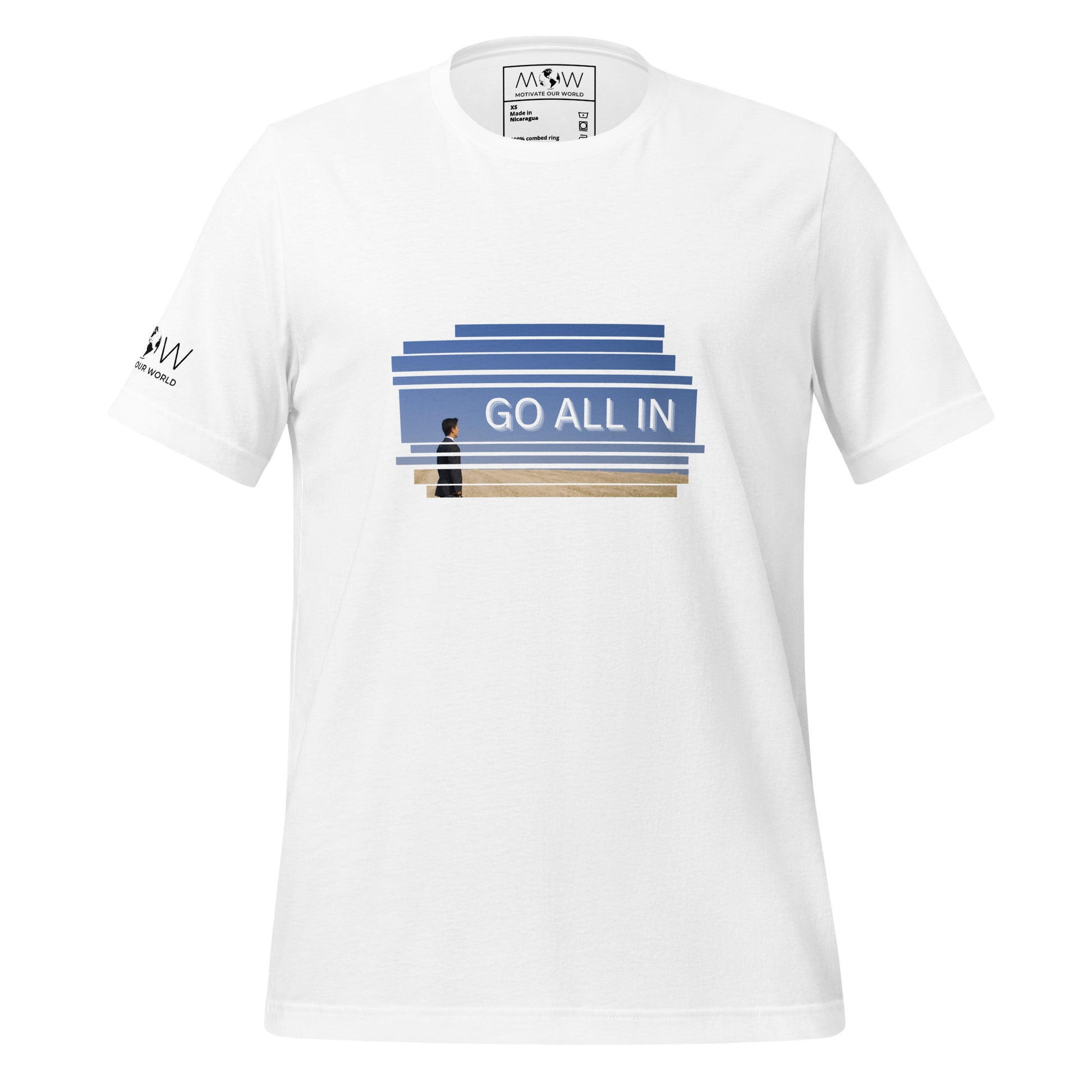 GO ALL IN Men's Motivational White T-Shirt