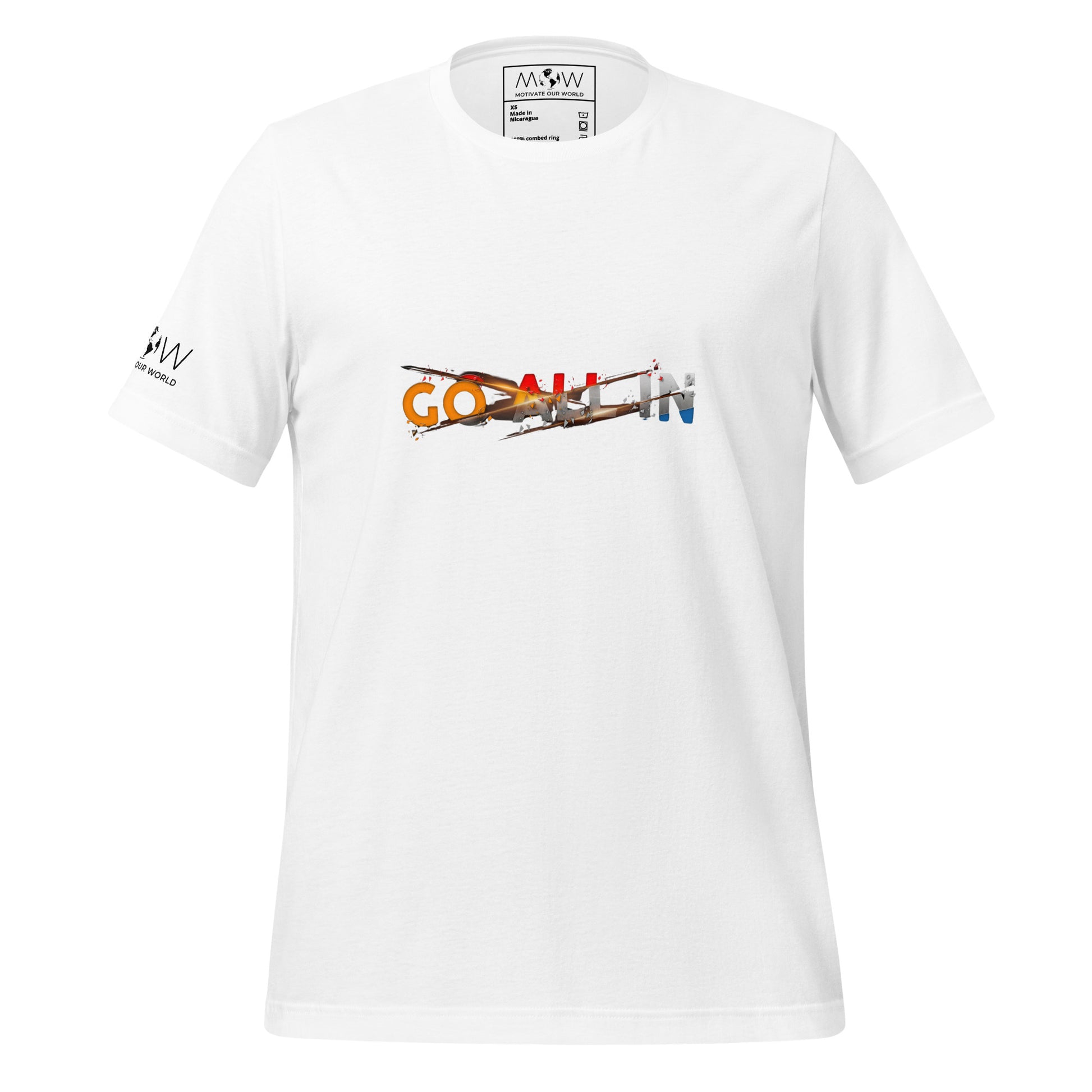 GO ALL IN Men's Motivational White T-Shirt