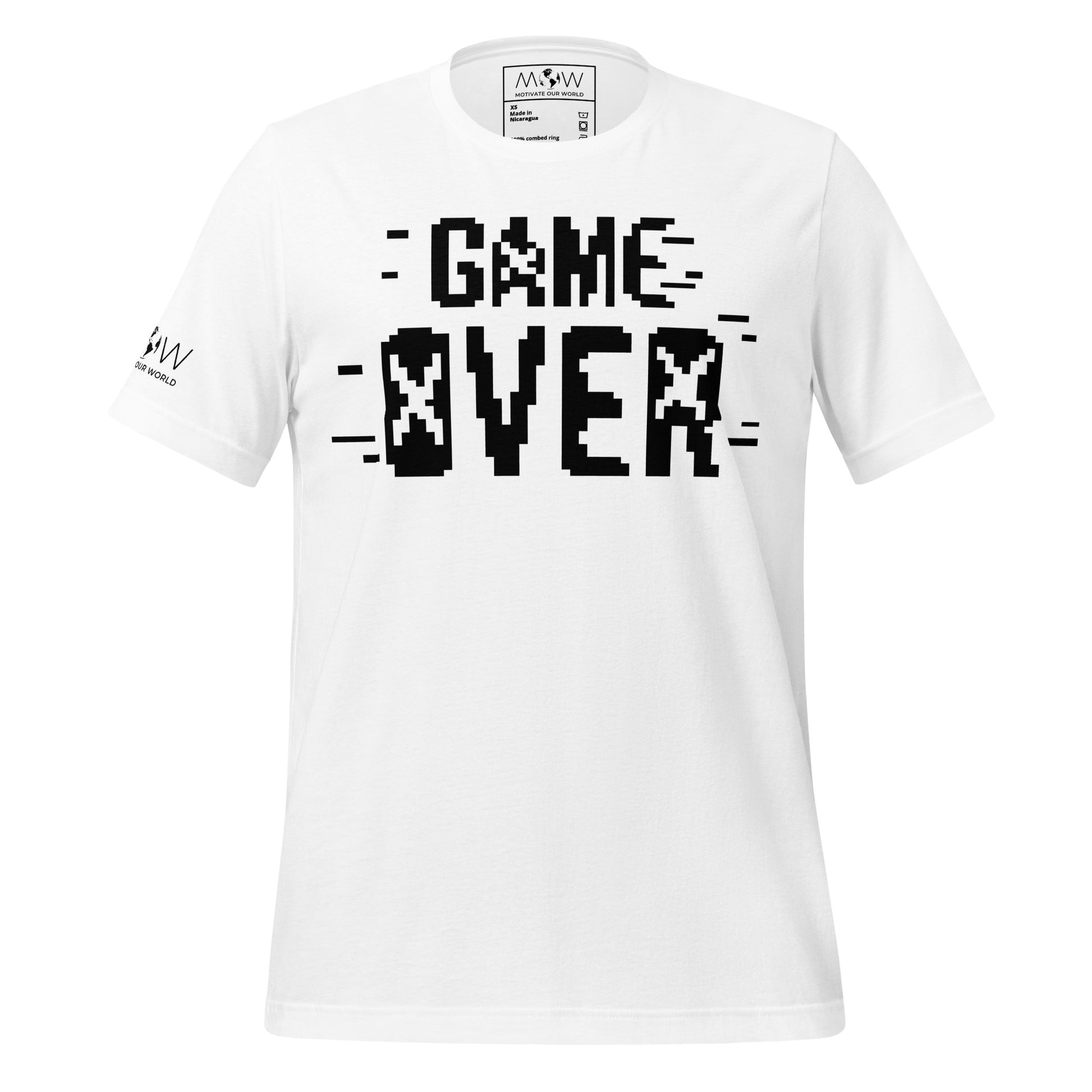 Game Over Pixel Art – Bold Retro White Motivational Men’s T-Shirt