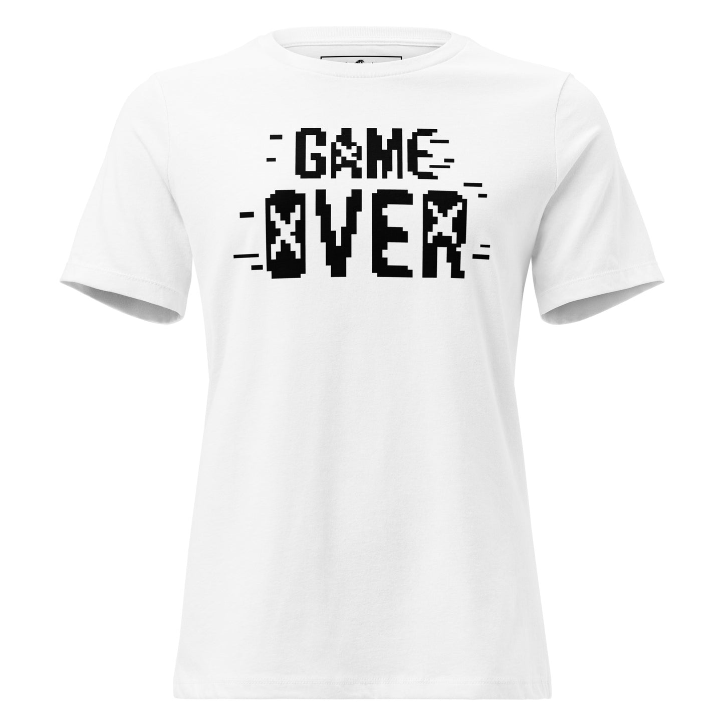 Game Over Pixel Art – Bold Retro White Motivational Women’s T-Shirt