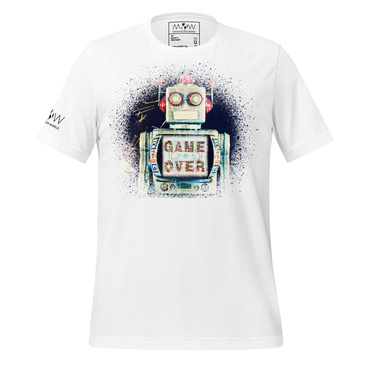 "Game Over" Retro Robot White Motivational Men's T-Shirt