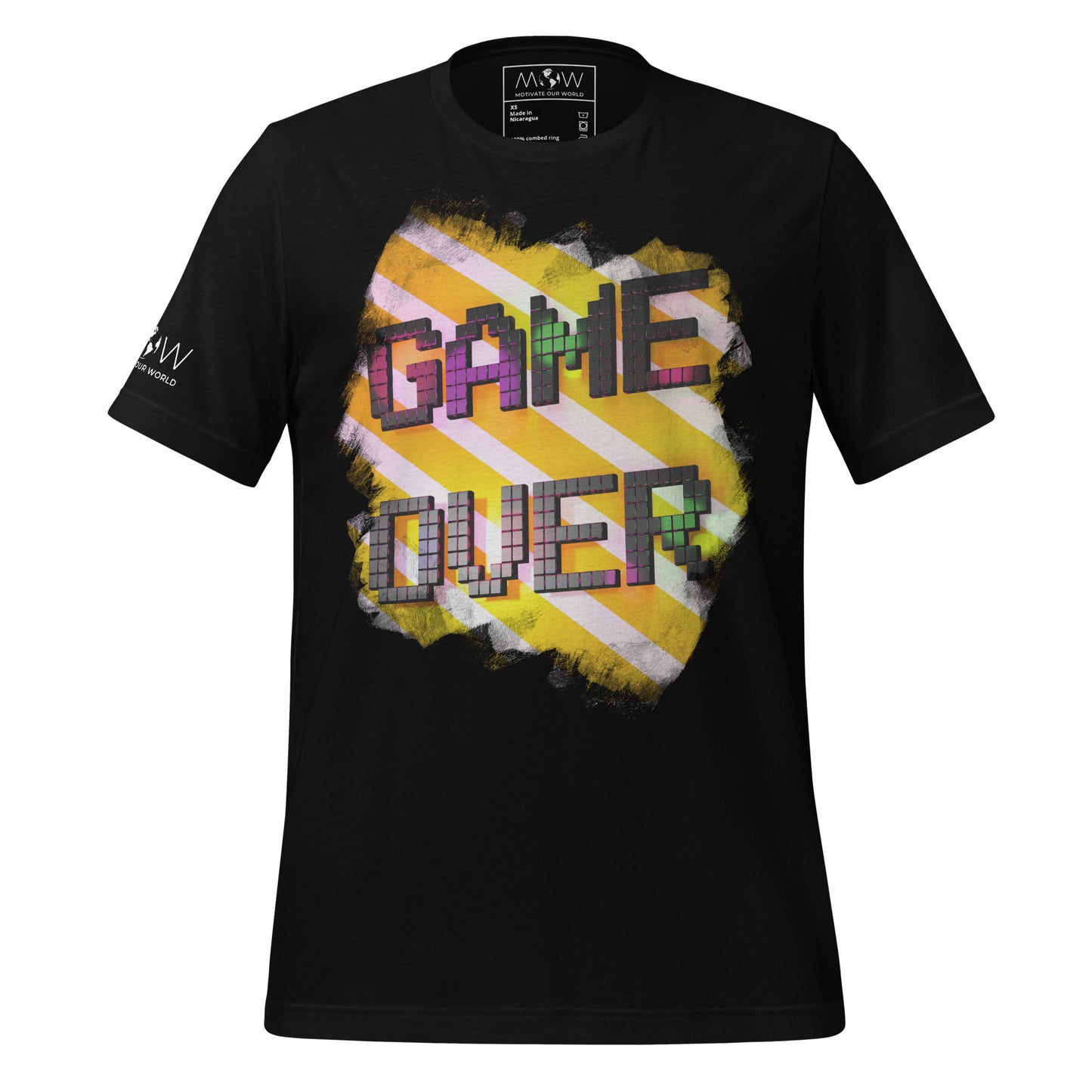 “Game Over” Vibrant Pixel Black Motivational Men’s T-Shirt