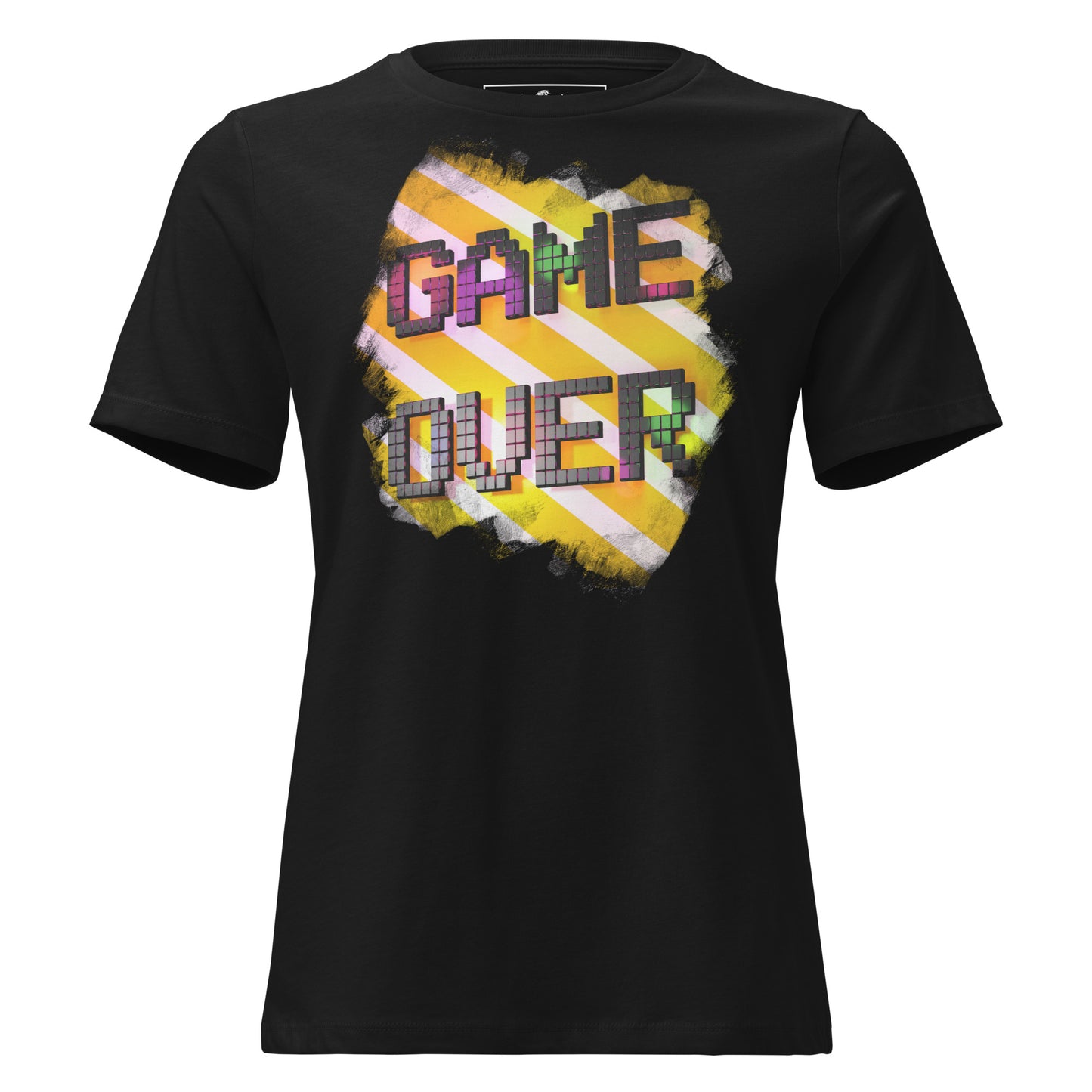 “Game Over” Vibrant Pixel Black Motivational Women’s T-Shirt
