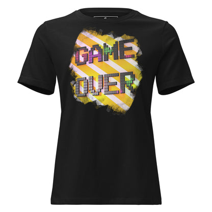“Game Over” Vibrant Pixel Black Motivational Women’s T-Shirt