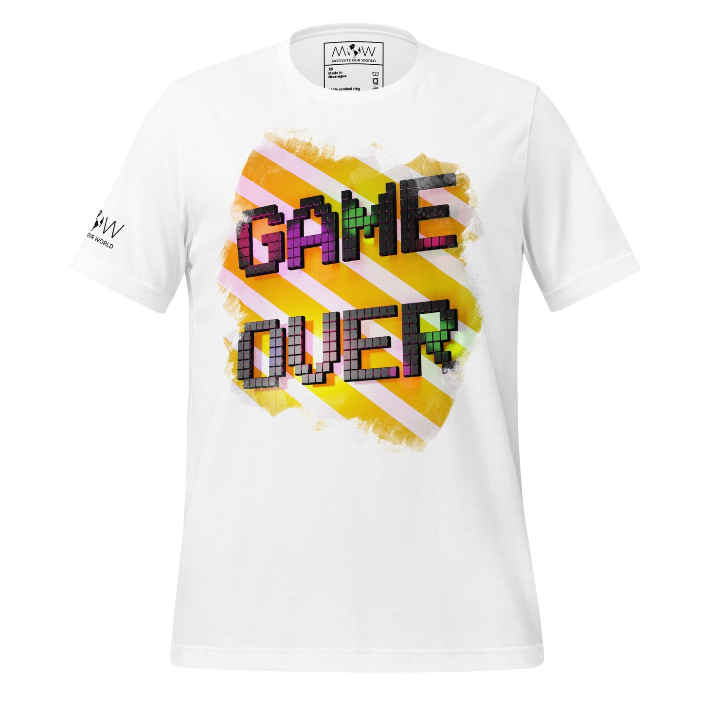 “Game Over” Vibrant Pixel White Motivational Men’s T-Shirt