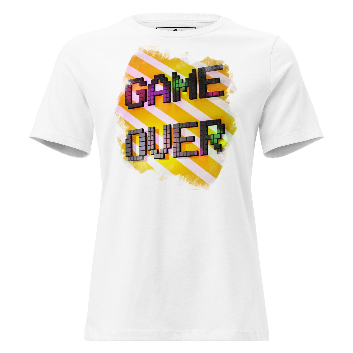 “Game Over” Vibrant Pixel White Motivational Women’s T-Shirt