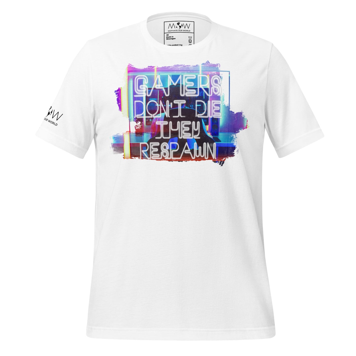 Gamers Don't Die - Neon Sign White Motivational Men's T-Shirt