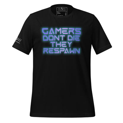 Gamers Don’t Die Glow – Neon Cyberpunk Gaming Black Motivational Men's T-Shirt