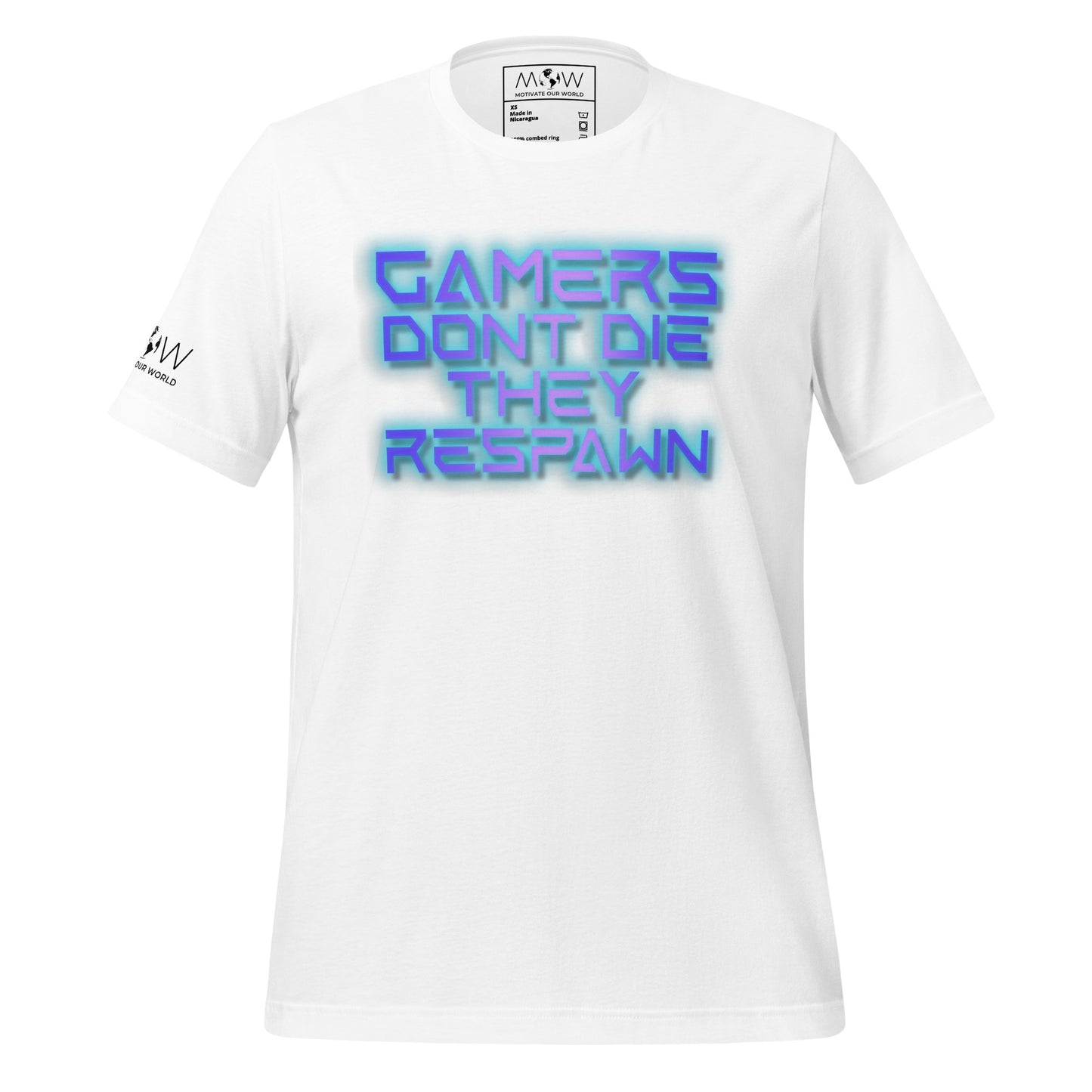 Gamers Don’t Die Glow – Neon Cyberpunk Gaming White Motivational Men's T-Shirt