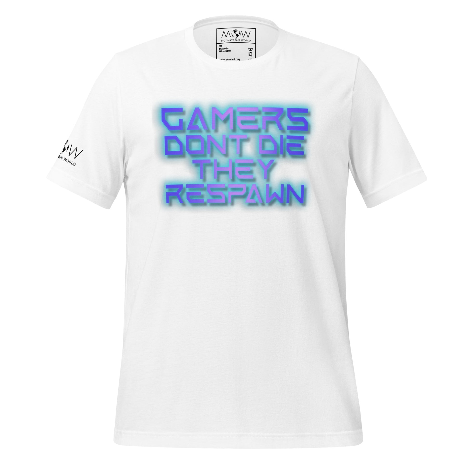 Gamers Don’t Die Glow – Neon Cyberpunk Gaming White Motivational Men's T-Shirt