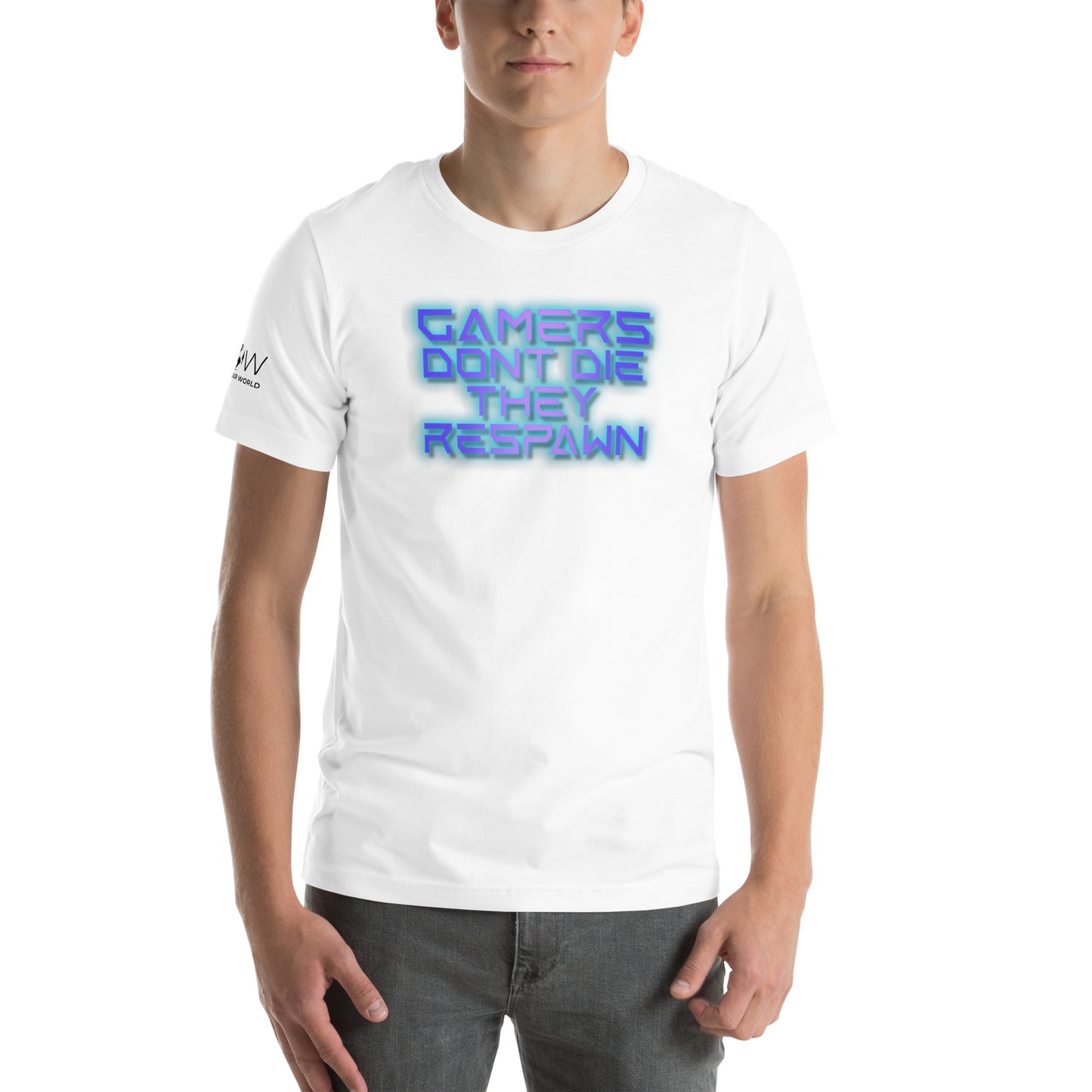 Gamers Don’t Die Glow – Neon Cyberpunk Gaming White Motivational Men's T-Shirt