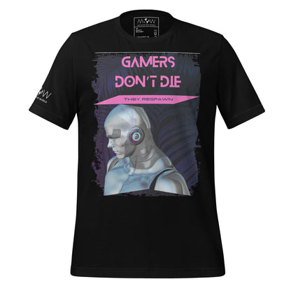 Gamers Don’t Die – They Respawn Black Motivational Men's T-Shirt