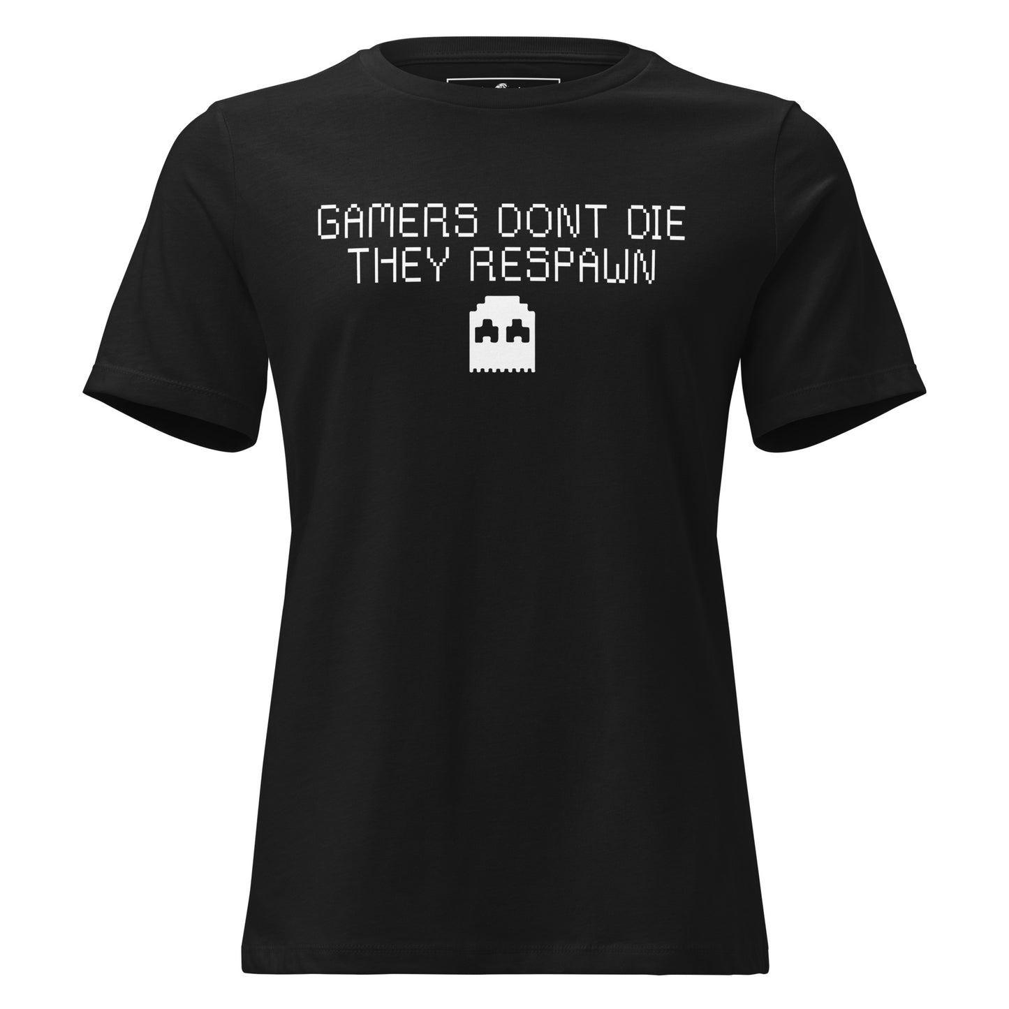 Gamers Don’t Die, They Respawn Classic Pixel Art Black Motivational Women’s T-Shirt