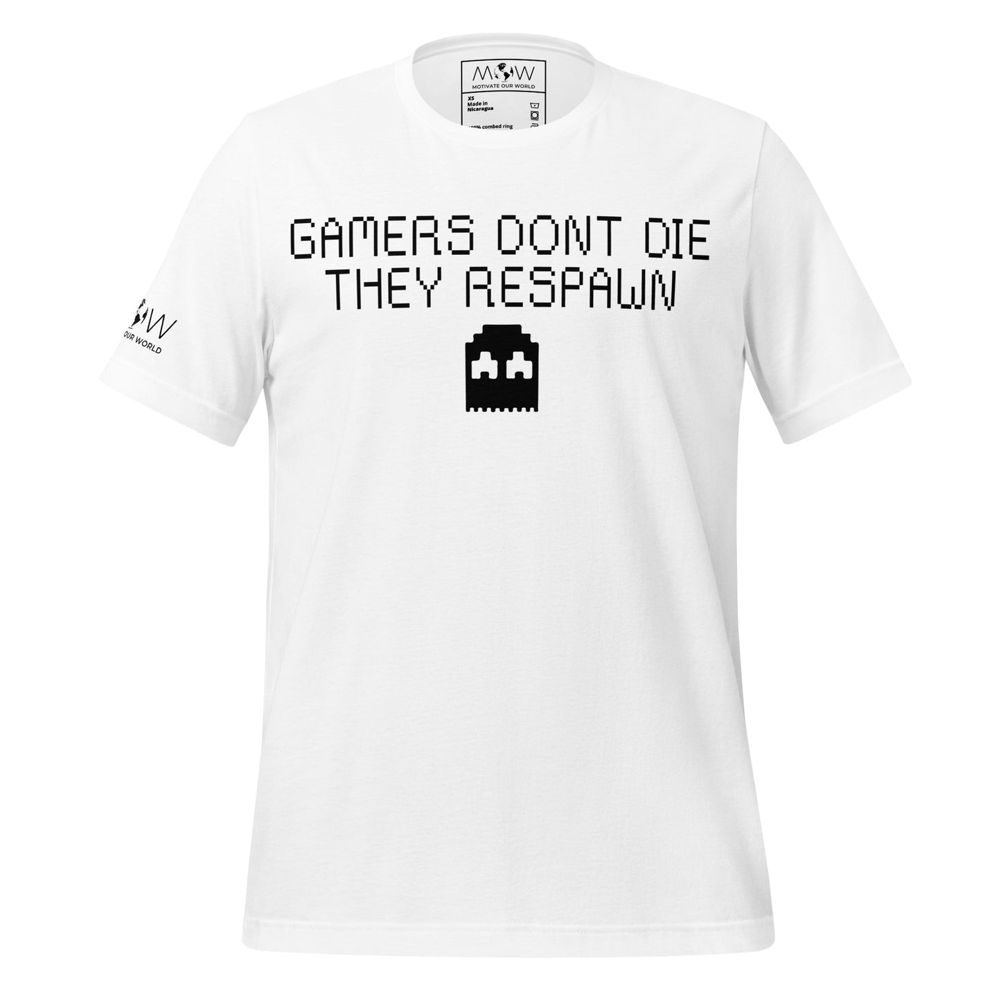 Gamers Don’t Die, They Respawn Classic Pixel Art White Motivational Men's T-Shirt