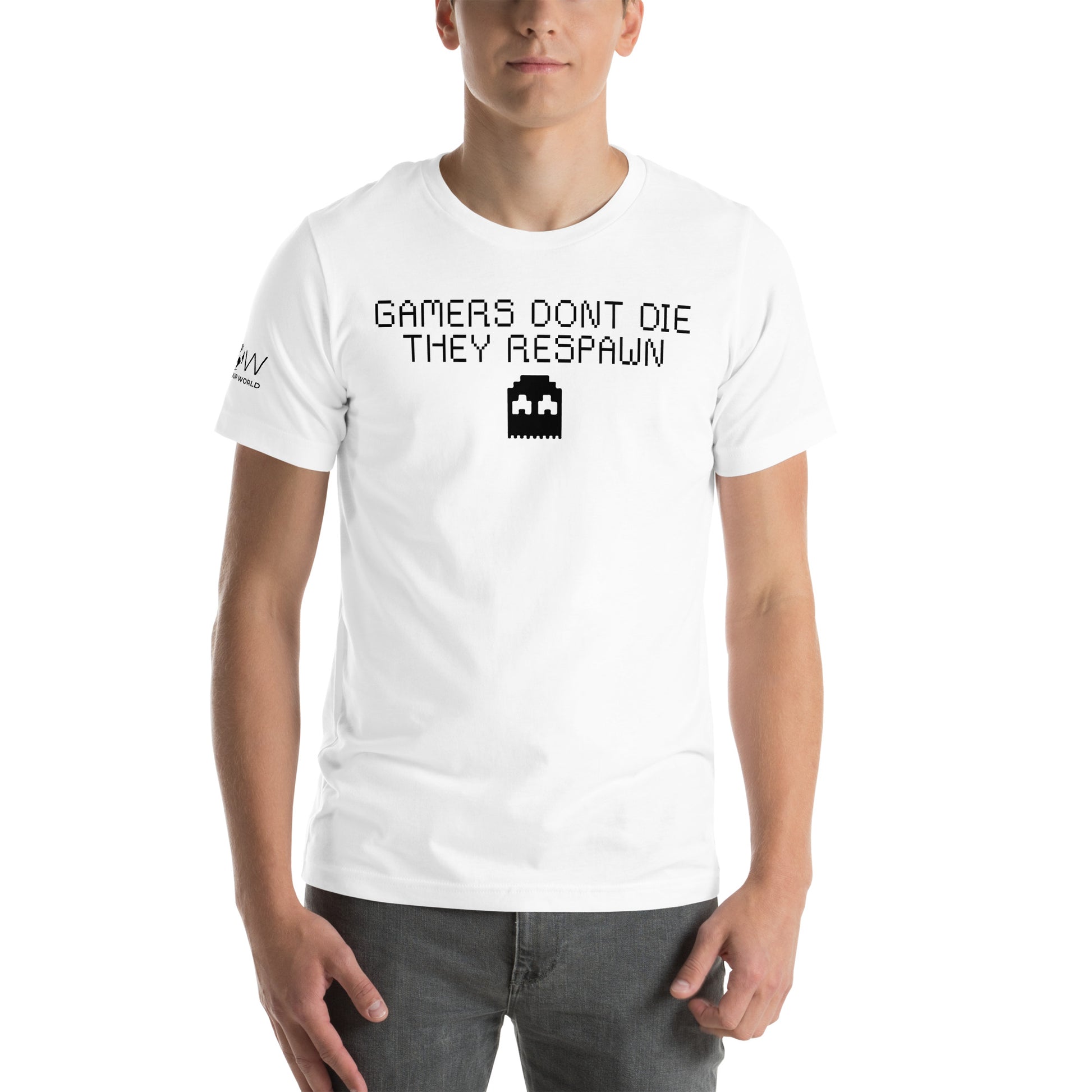 Gamers Don’t Die, They Respawn Classic Pixel Art White Motivational Men's T-Shirt