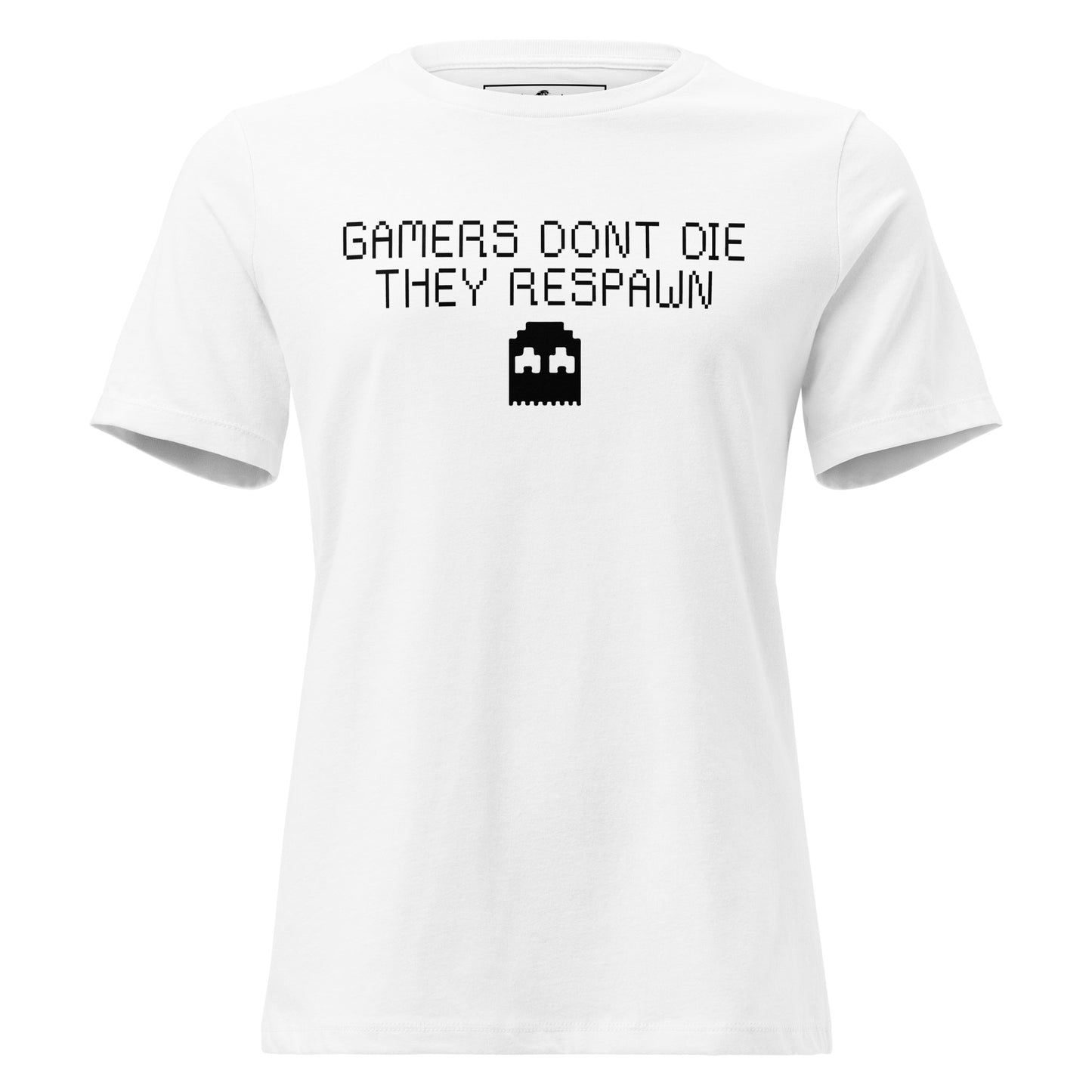 Gamers Don’t Die, They Respawn Classic Pixel Art White Motivational Women’s T-Shirt