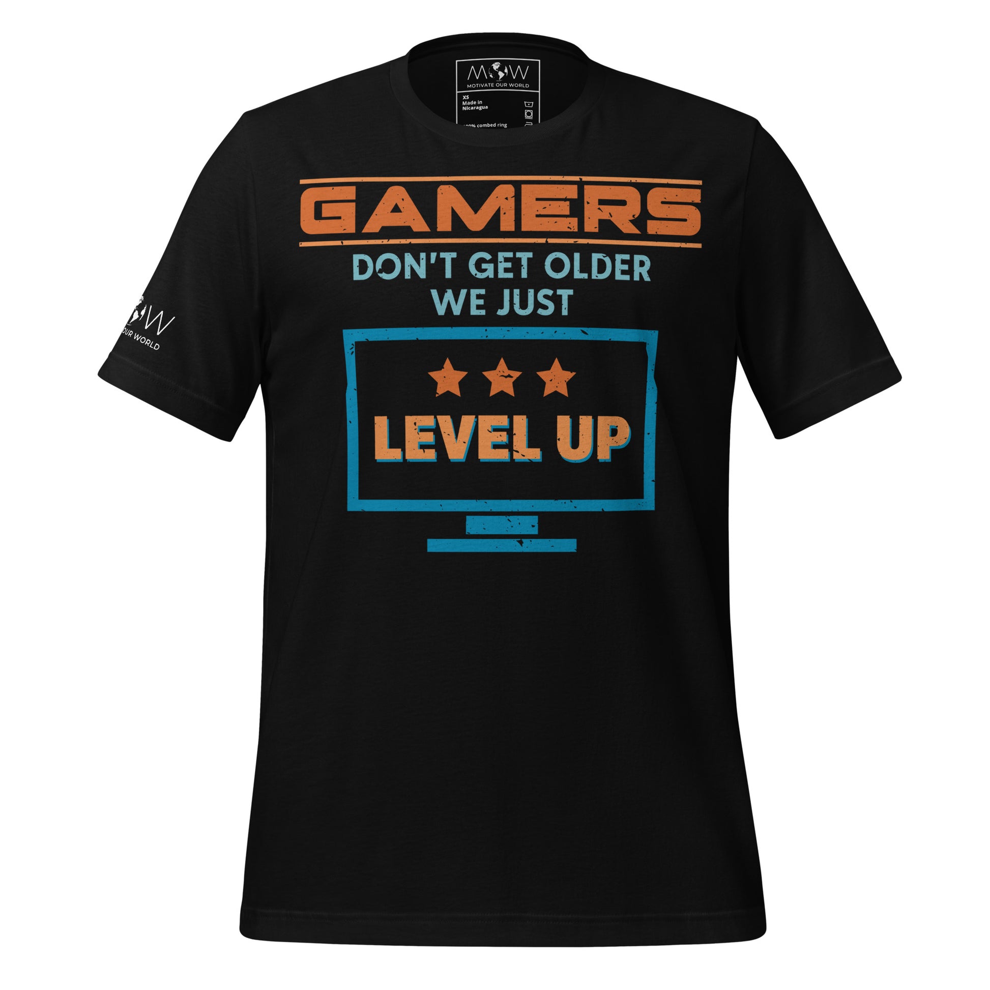 Gamers Level Up – Screen Mode Edition Black Motivational Men's T-Shirt