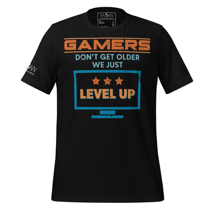 Gamers Level Up – Screen Mode Edition Black Motivational Men's T-Shirt
