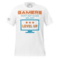 Gamers Level Up – Screen Mode Edition White Motivational Men's T-Shirt