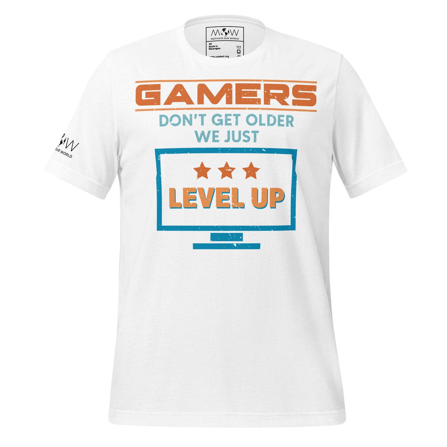 Gamers Level Up – Screen Mode Edition White Motivational Men's T-Shirt