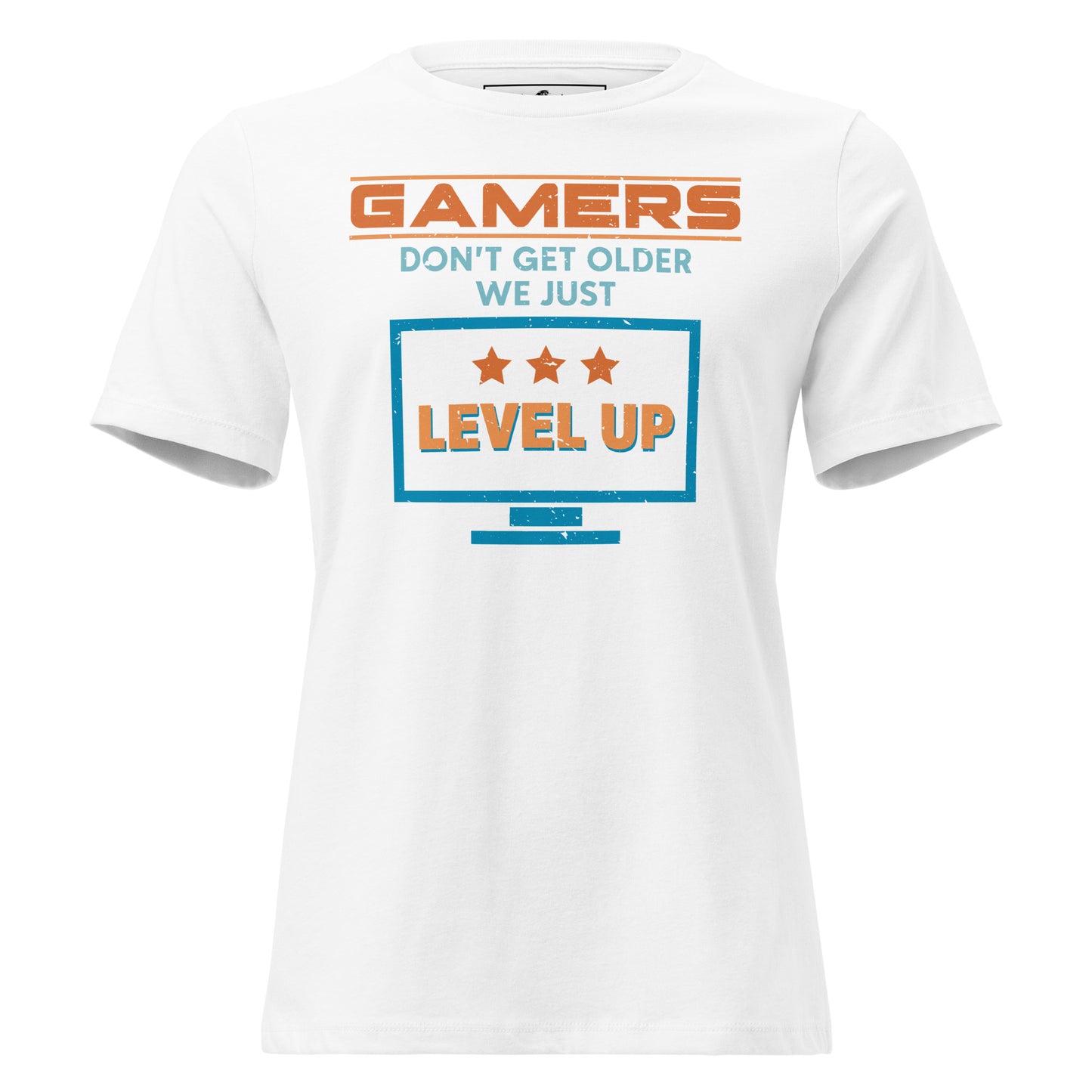 Gamers Level Up – Screen Mode Edition White Motivational Women’s T-Shirt