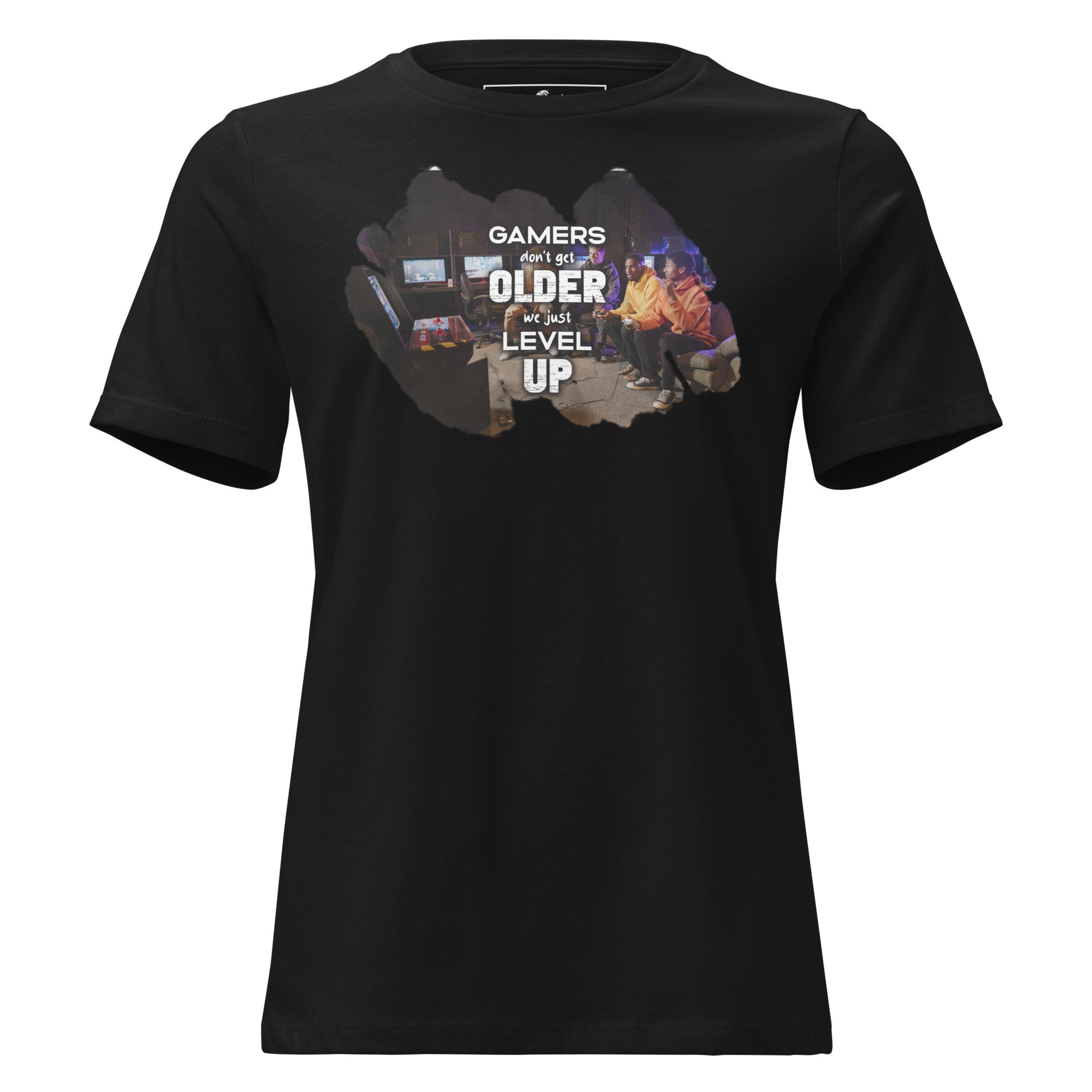 Gamers Level Up – Squad Edition Black Motivational Women’s T-Shirt