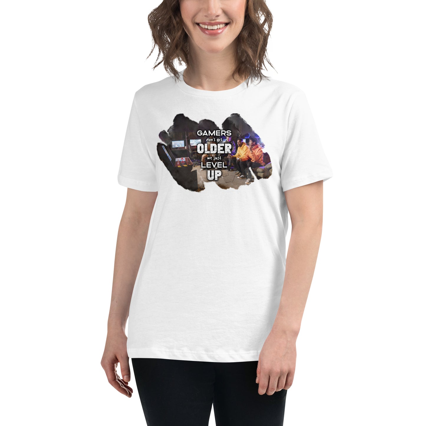 Gamers Level Up – Squad Edition White Motivational Women’s T-Shirt Lifestyle