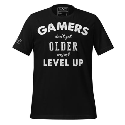 Gamers Level Up – Vintage Mode Edition Black Motivational Men's T-Shirt