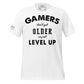 Gamers Level Up – Vintage Mode Edition White Motivational Men's T-Shirt