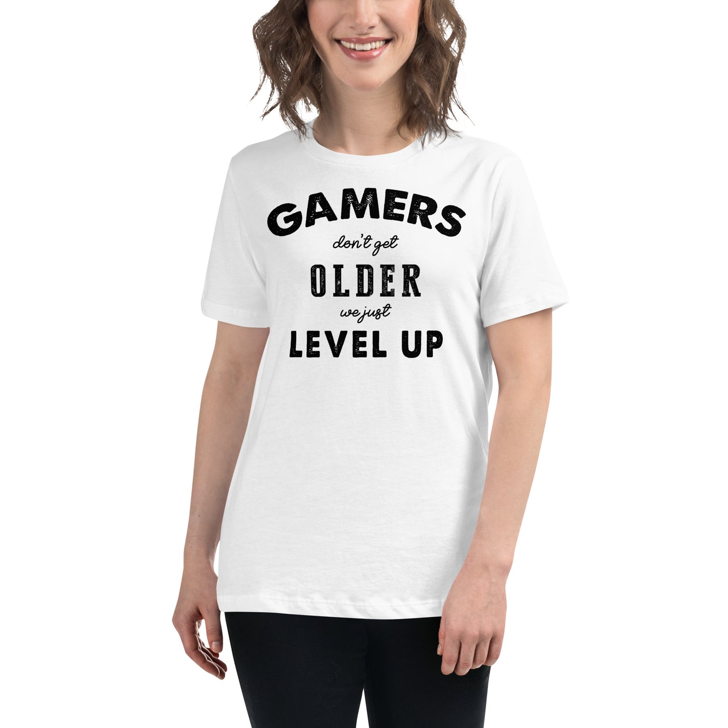 Gamers Level Up – Vintage Mode Edition White Motivational Women’s T-Shirt Lifestyle