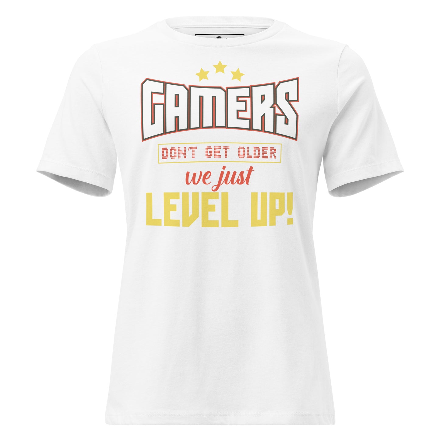 Gamers Level Up White Motivational Women’s T-Shirt