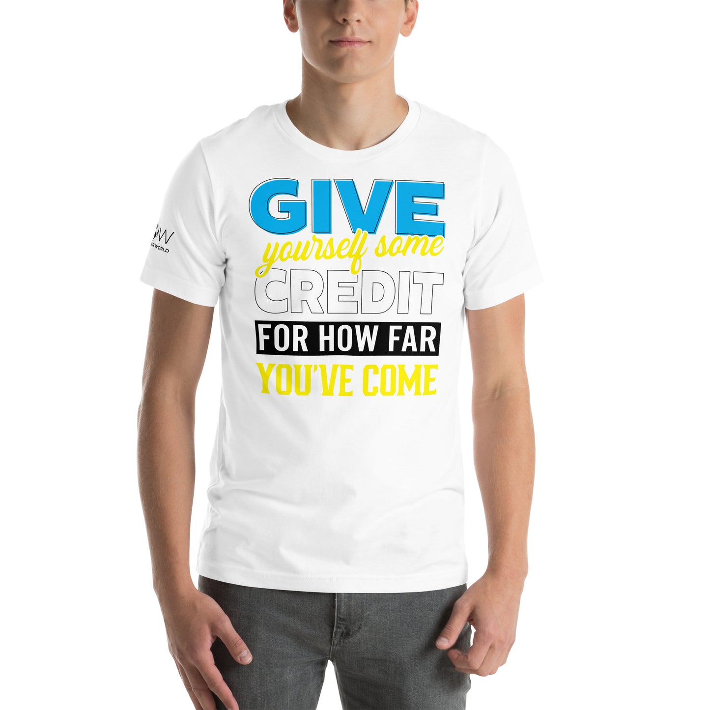 Give Yourself Some Credit – Bold Edition White Motivational Men's T-Shirt Lifestyle
