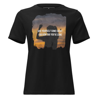 Give Yourself Some Credit Sunset Black Motivational Women’s T-Shirt