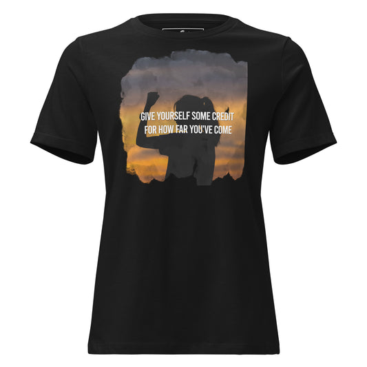 Give Yourself Some Credit Sunset Black Motivational Women’s T-Shirt