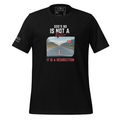 God’s No Is Not a Rejection, It Is a Redirection (Road Design) Men's Motivational Black T-Shirt