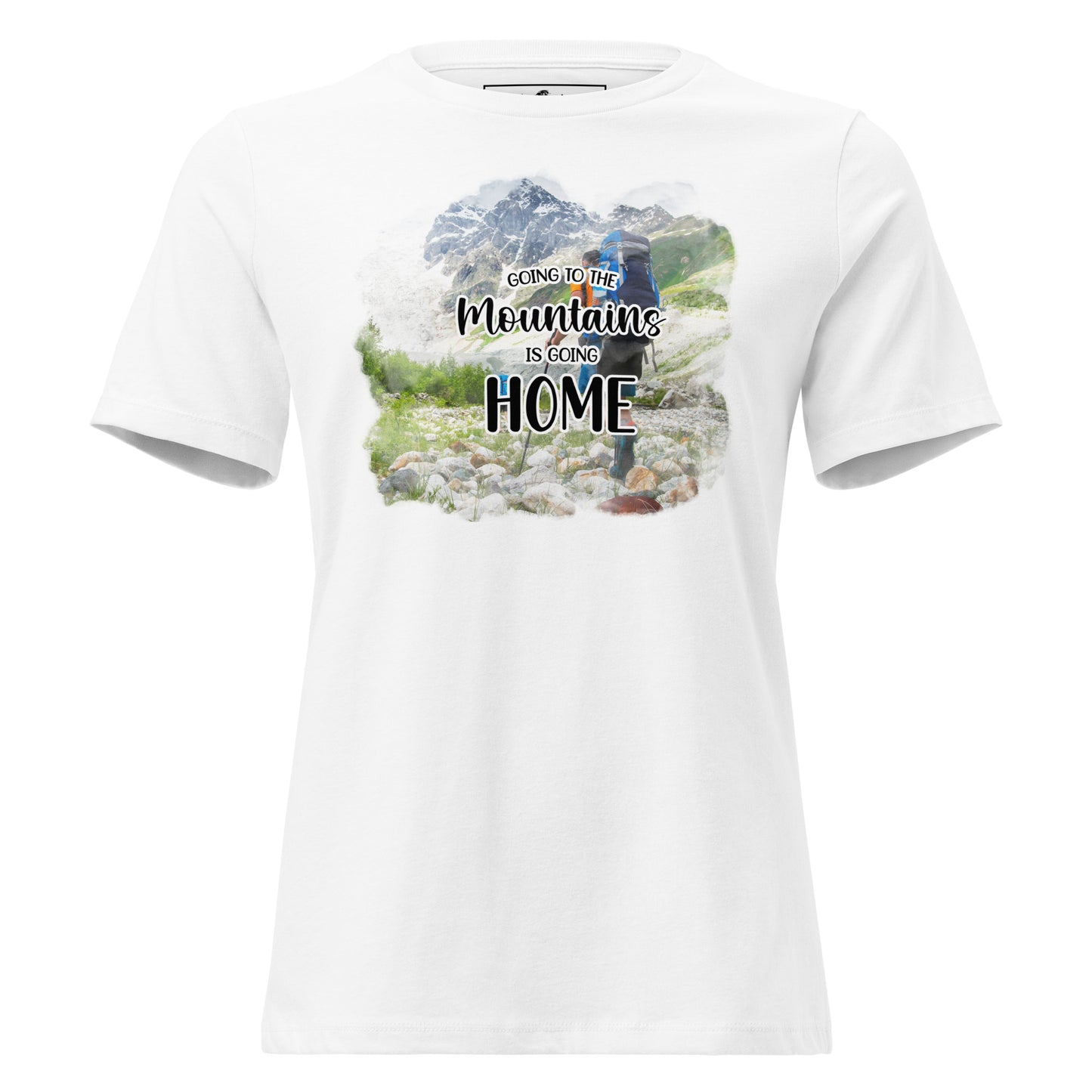 Going To The Mountains Backpacker White Motivational Women’s T-Shirt