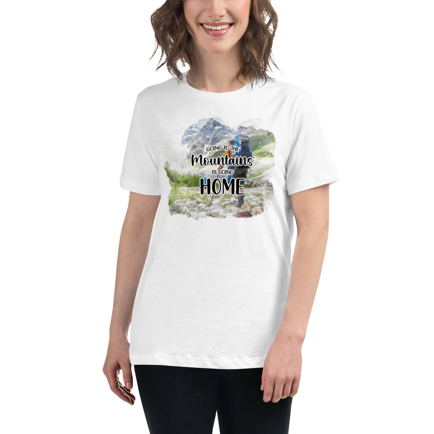 Going To The Mountains Backpacker White Motivational Women’s T-Shirt Lifestyle