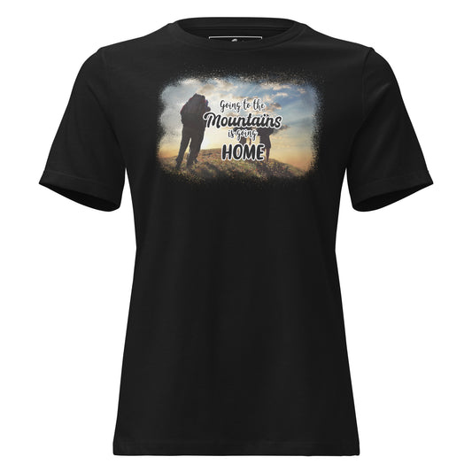 Going To The Mountains Hiking Sunset Black Motivational Women’s T-Shirt
