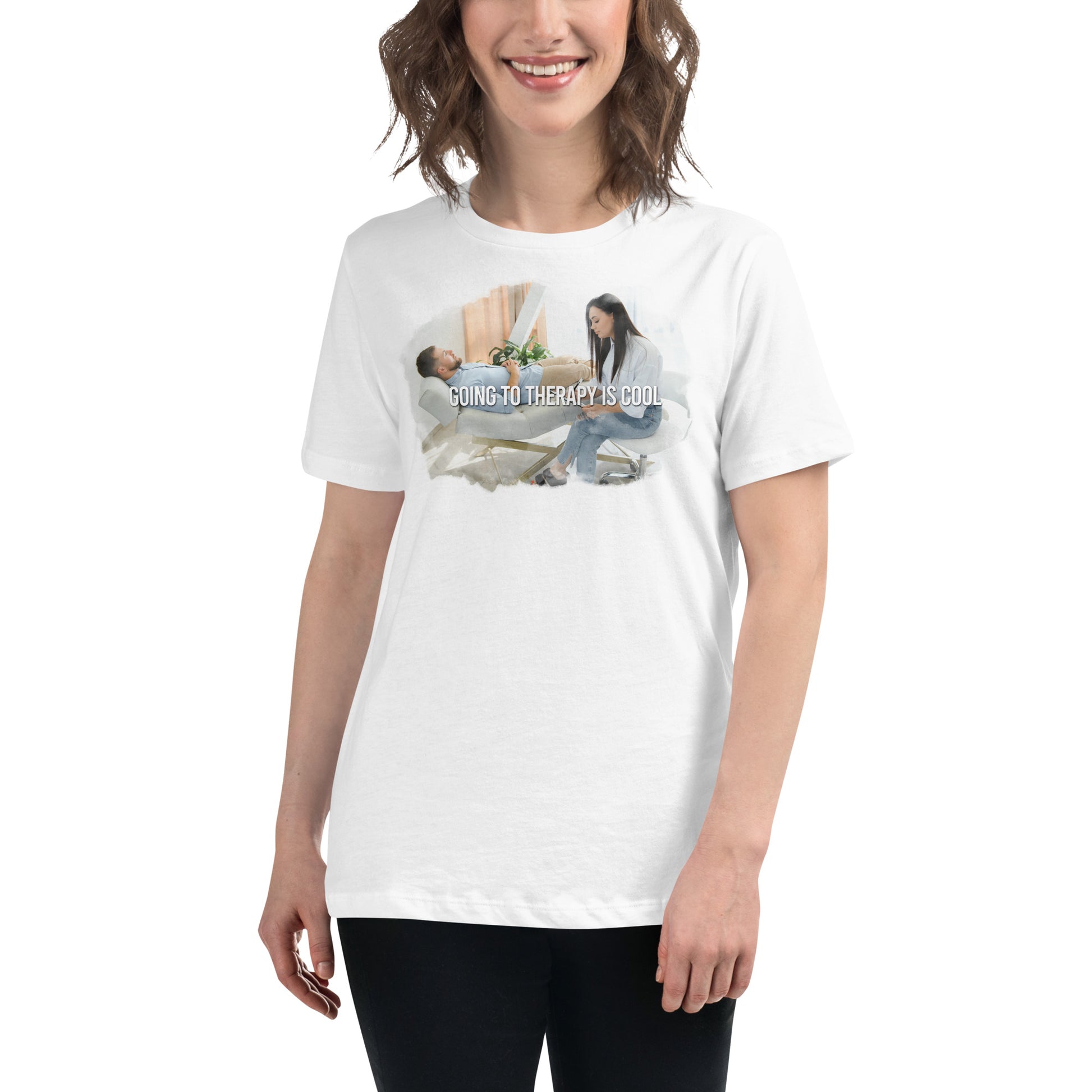 Going to Therapy Is Cool - Empowerment Edition White Motivational Women’s T-Shirt Lifestyle