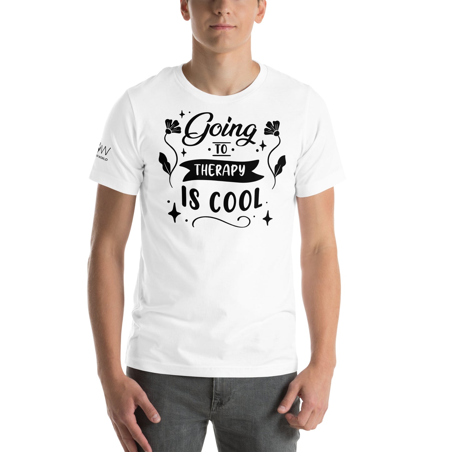 Going to Therapy Is Cool - Floral Edition White Motivational Men's T-Shirt Lifestyle