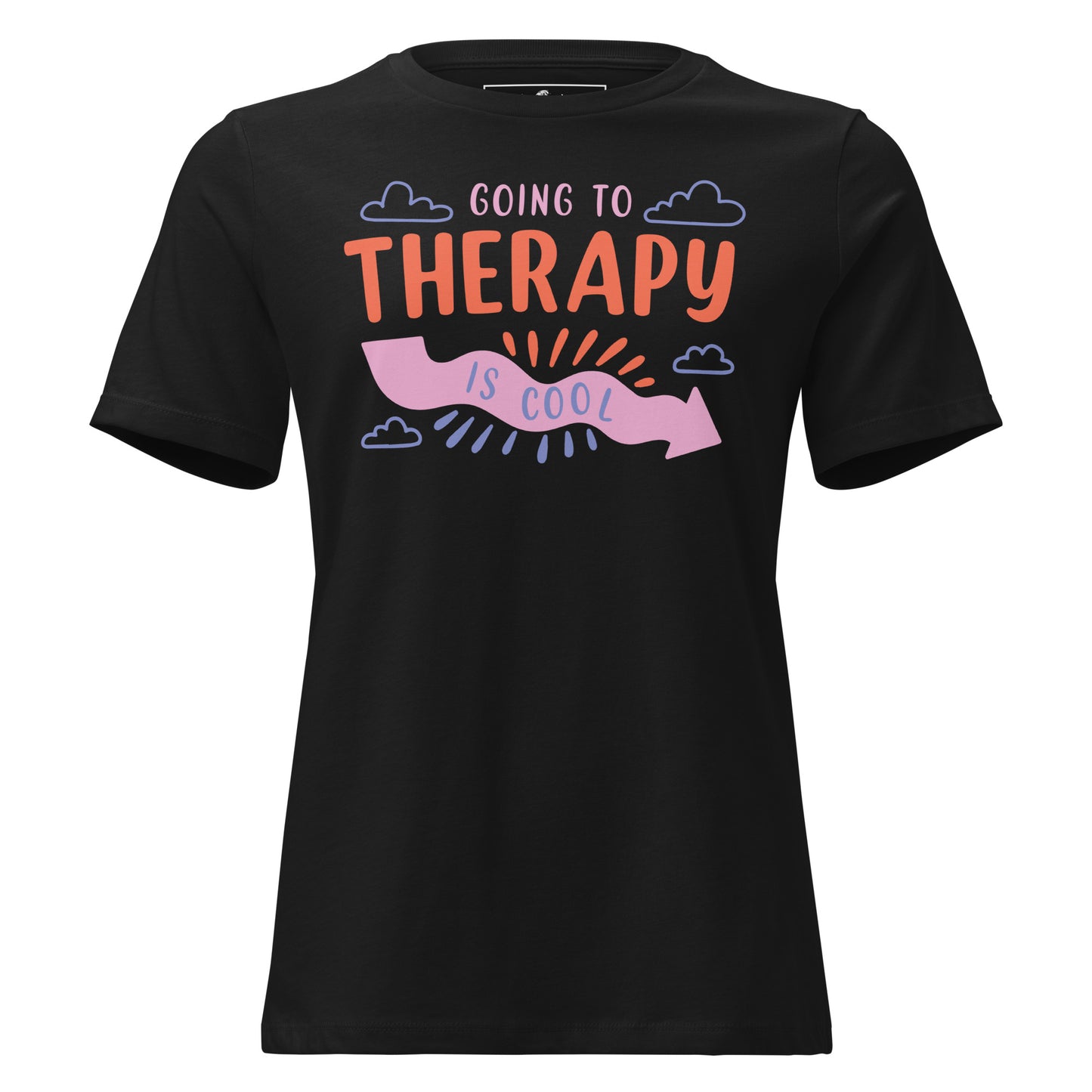 Going to Therapy Is Cool - Retro Edition Black Motivational Women’s T-Shirt