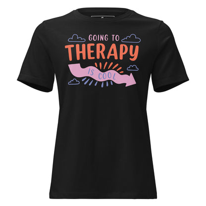 Going to Therapy Is Cool - Retro Edition Black Motivational Women’s T-Shirt
