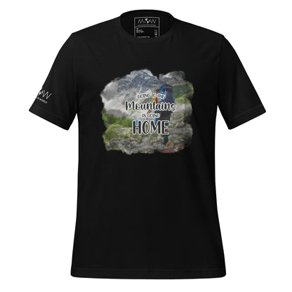 "Going to the Mountains is Going Home" Men's Motivational Black T-Shirt