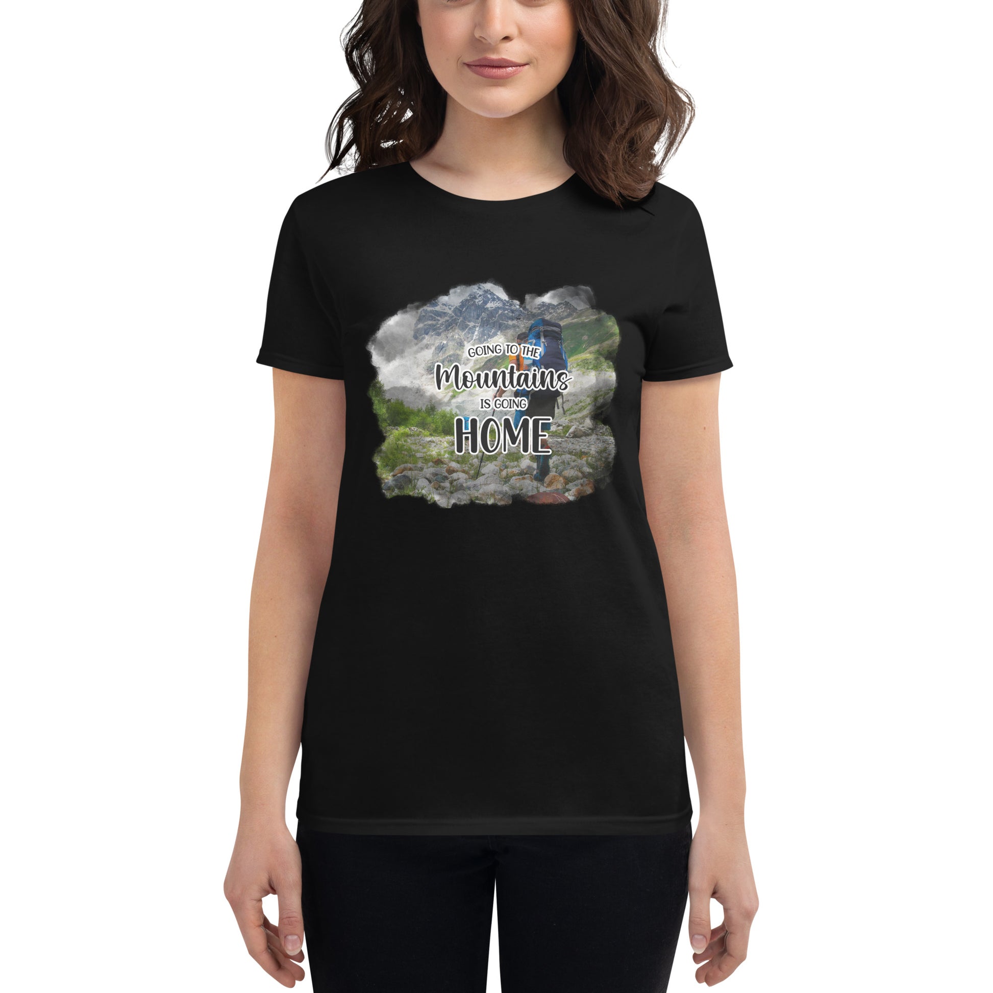 Going to the Mountains is Going Home Women’s Motivational Black T-Shirt